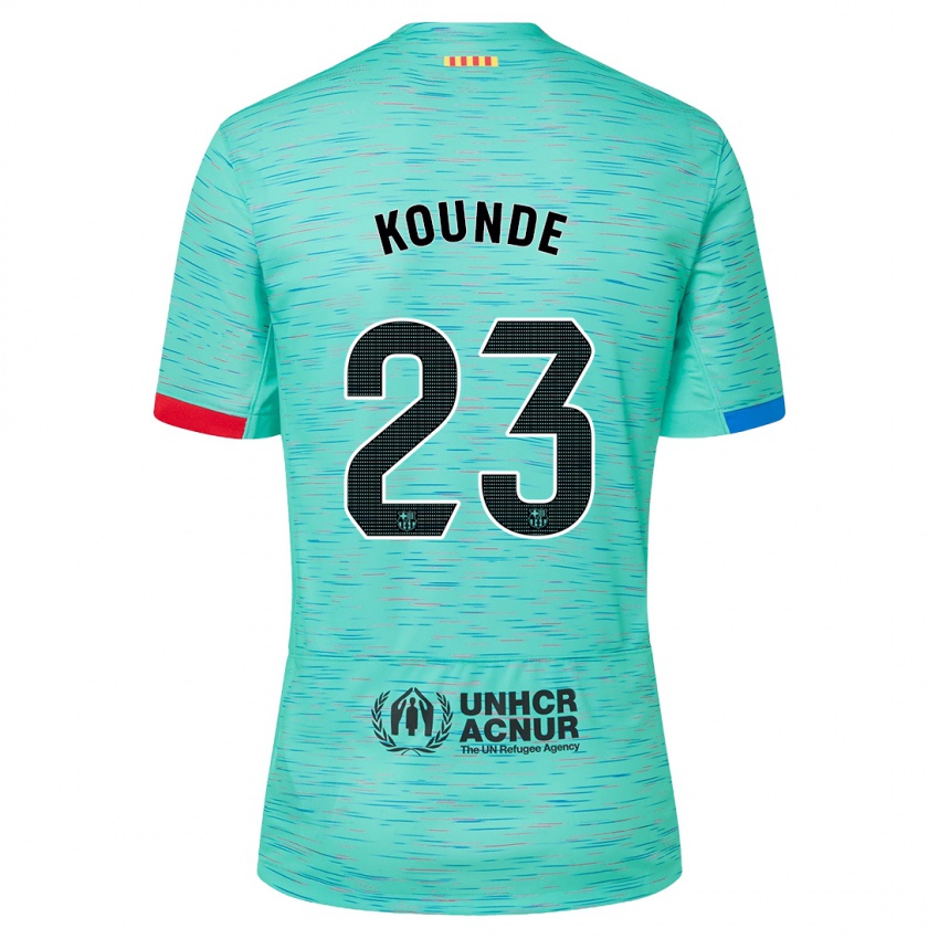 Dames Jules Kounde #23 Licht Aqua Thuisshirt Derde Tenue 2023/24 T-Shirt