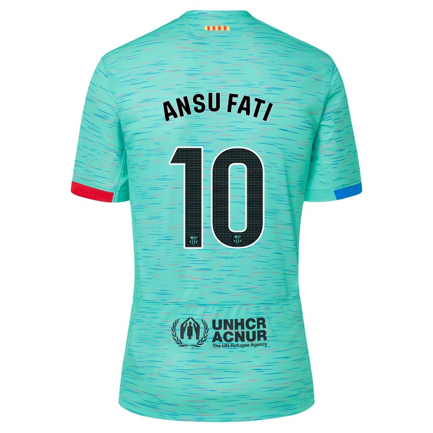 Dames Ansu Fati #10 Licht Aqua Thuisshirt Derde Tenue 2023/24 T-Shirt