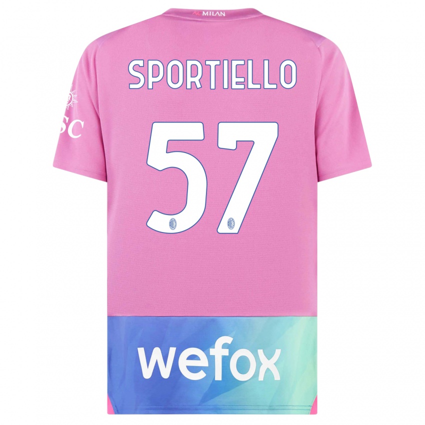 Dames Marco Sportiello #57 Roze Paars Thuisshirt Derde Tenue 2023/24 T-Shirt