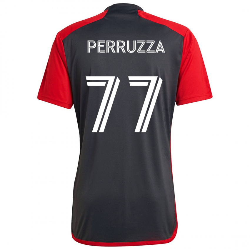 Kinderen Jordan Perruzza #77 Grijs Rood Thuisshirt Thuistenue 2024/25 T-Shirt