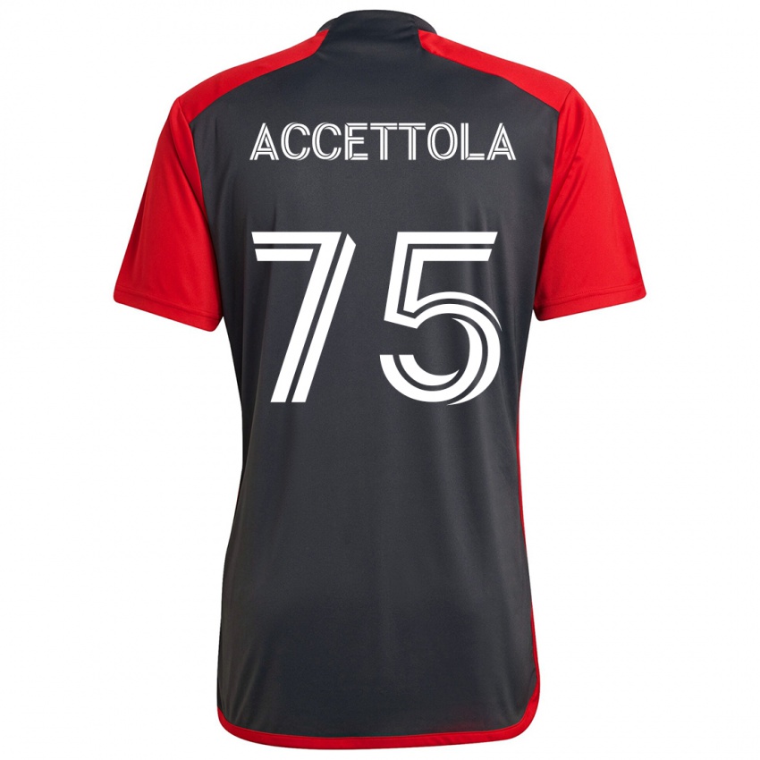 Kinderen Luca Accettola #75 Grijs Rood Thuisshirt Thuistenue 2024/25 T-Shirt