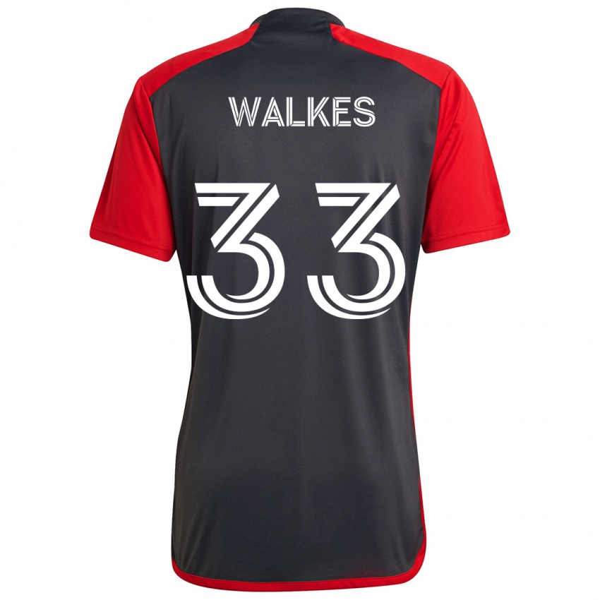 Kinderen Reshaun Walkes #33 Grijs Rood Thuisshirt Thuistenue 2024/25 T-Shirt