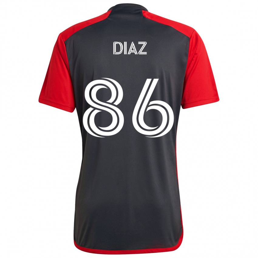 Kinderen Alec Díaz #86 Grijs Rood Thuisshirt Thuistenue 2024/25 T-Shirt