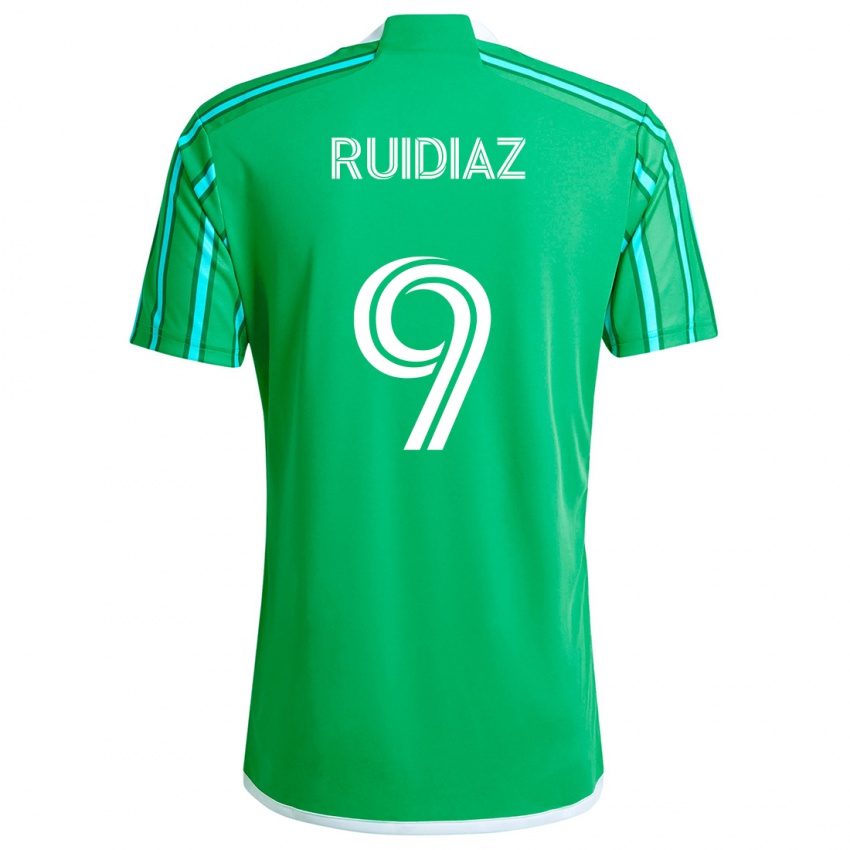 Kinderen Raúl Ruidíaz #9 Groen Wit Thuisshirt Thuistenue 2024/25 T-Shirt