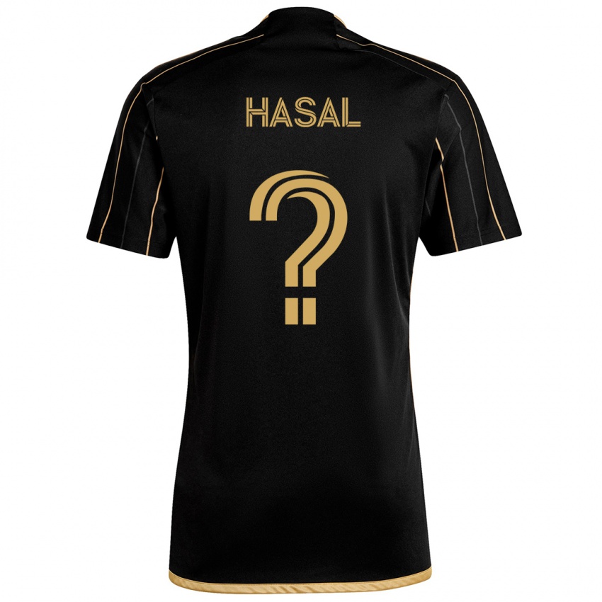 Kinderen Thomas Hasal #0 Zwart Goud Thuisshirt Thuistenue 2024/25 T-Shirt