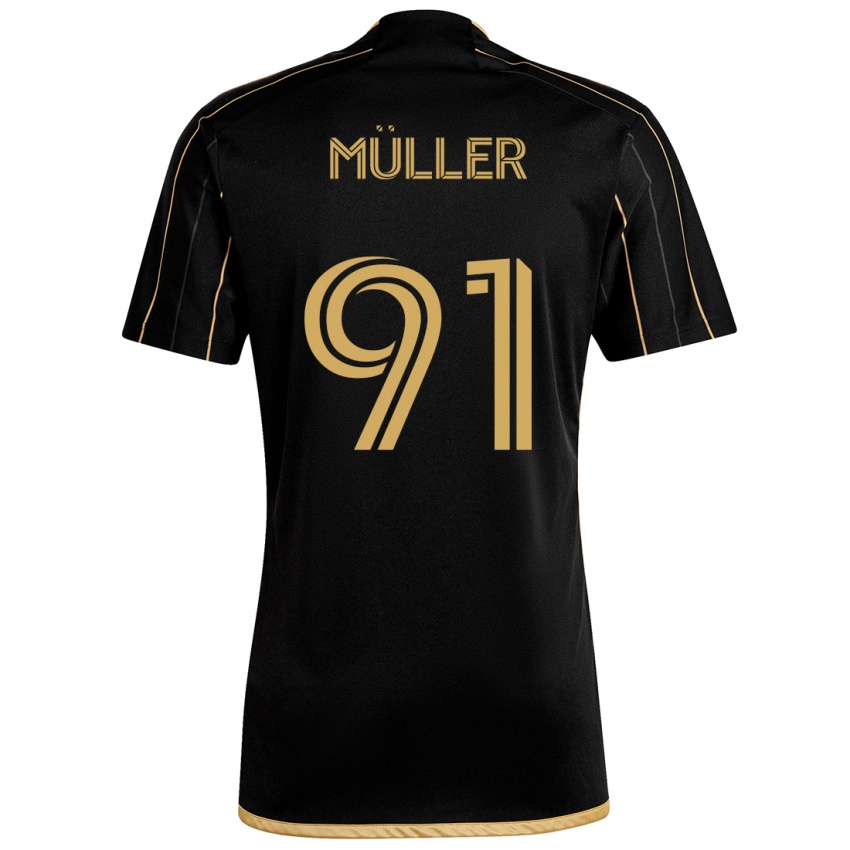 Kinderen Luis Müller #91 Zwart Goud Thuisshirt Thuistenue 2024/25 T-Shirt