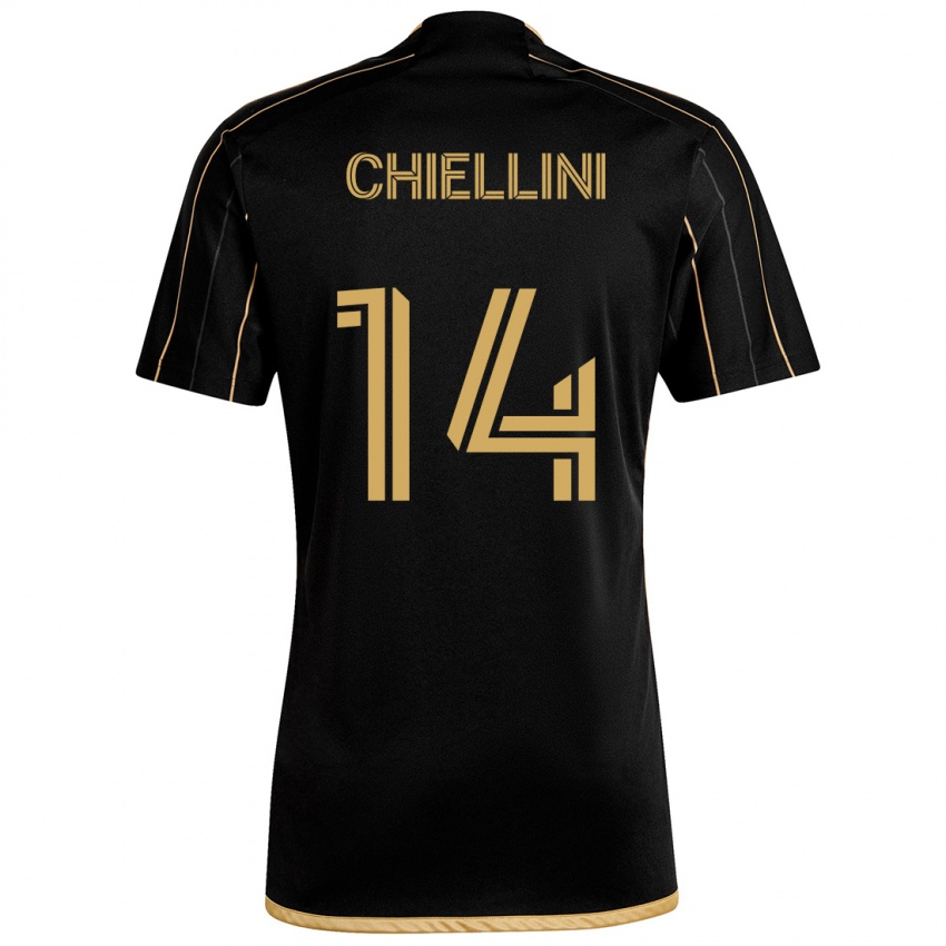 Kinderen Giorgio Chiellini #14 Zwart Goud Thuisshirt Thuistenue 2024/25 T-Shirt