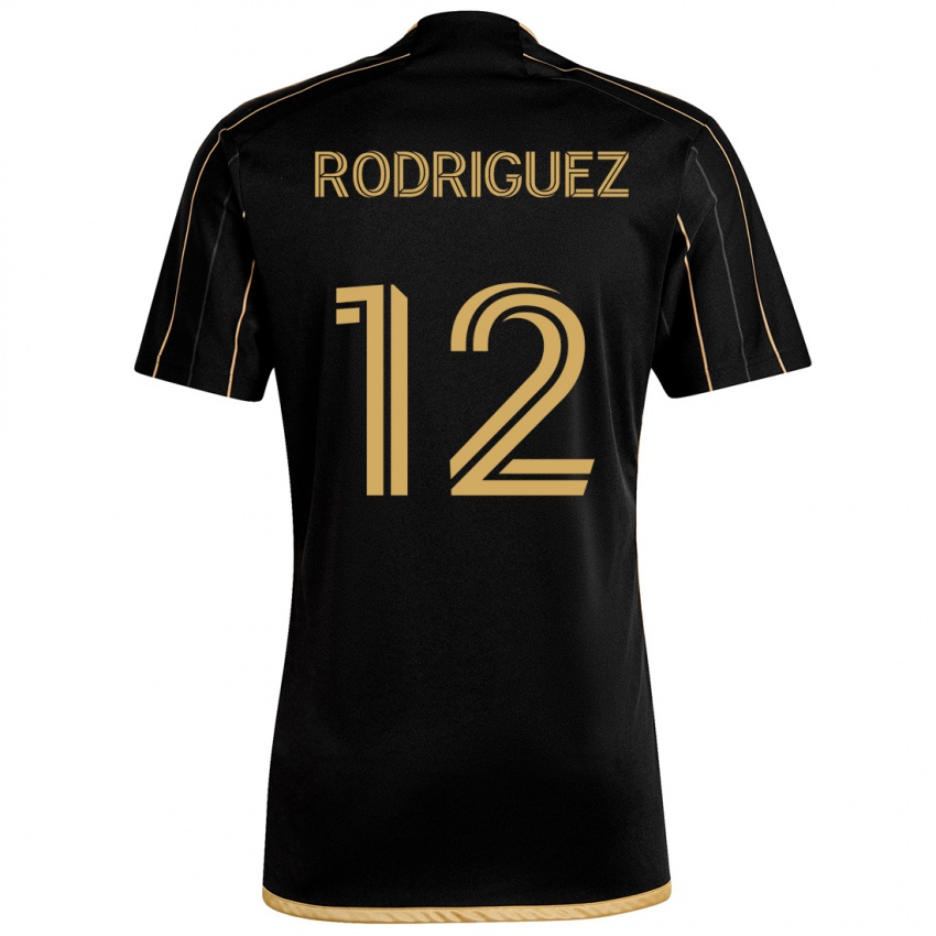 Kinderen Jeremi Rodríguez #12 Zwart Goud Thuisshirt Thuistenue 2024/25 T-Shirt