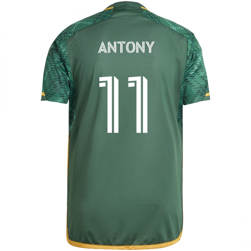 Kinderen Antony #11 Groen Oranje Thuisshirt Thuistenue 2024/25 T-Shirt