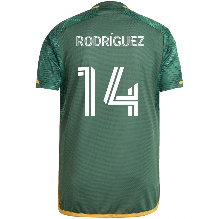 Kinderen Jonathan Rodriguez #14 Groen Oranje Thuisshirt Thuistenue 2024/25 T-Shirt