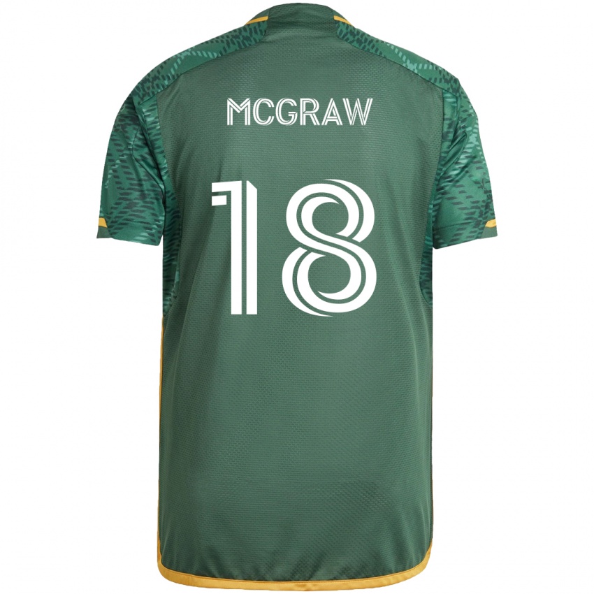 Kinderen Zac Mcgraw #18 Groen Oranje Thuisshirt Thuistenue 2024/25 T-Shirt