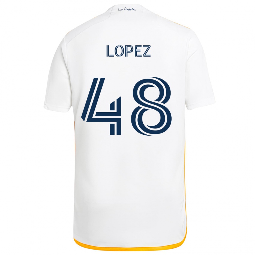 Kinderen Diego López #48 Wit Geel Thuisshirt Thuistenue 2024/25 T-Shirt