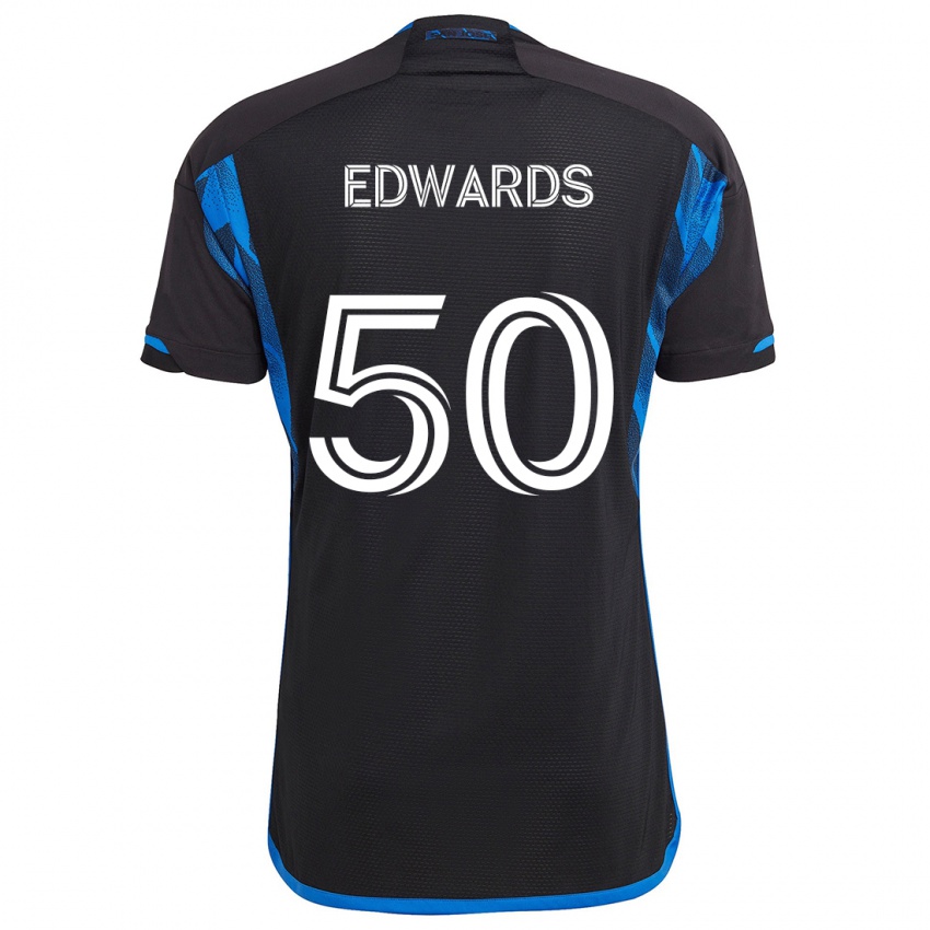 Kinderen Aaron Edwards #50 Blauw Zwart Thuisshirt Thuistenue 2024/25 T-Shirt