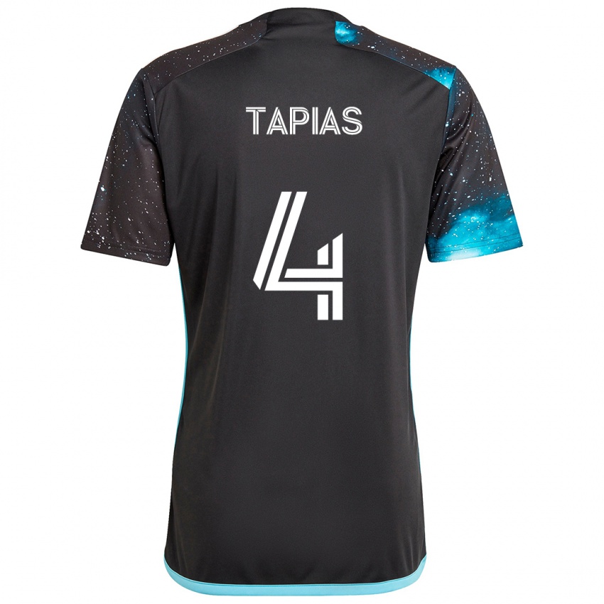 Kinderen Miguel Tapias #4 Zwart Blauw Thuisshirt Thuistenue 2024/25 T-Shirt