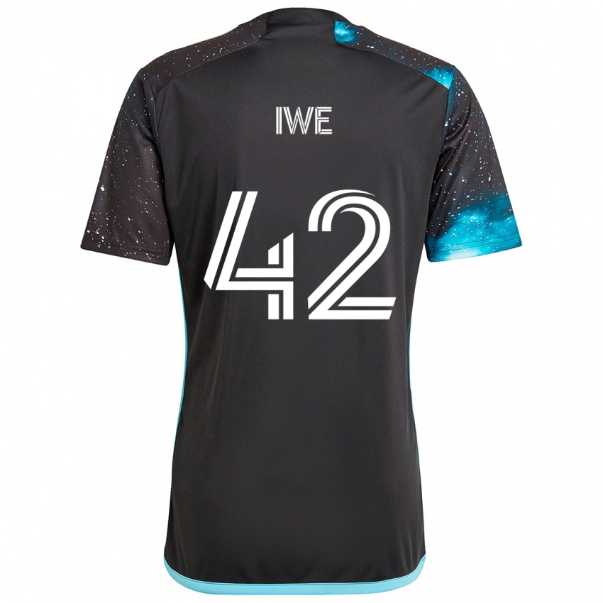 Kinderen Emmanuel Iwe #42 Zwart Blauw Thuisshirt Thuistenue 2024/25 T-Shirt