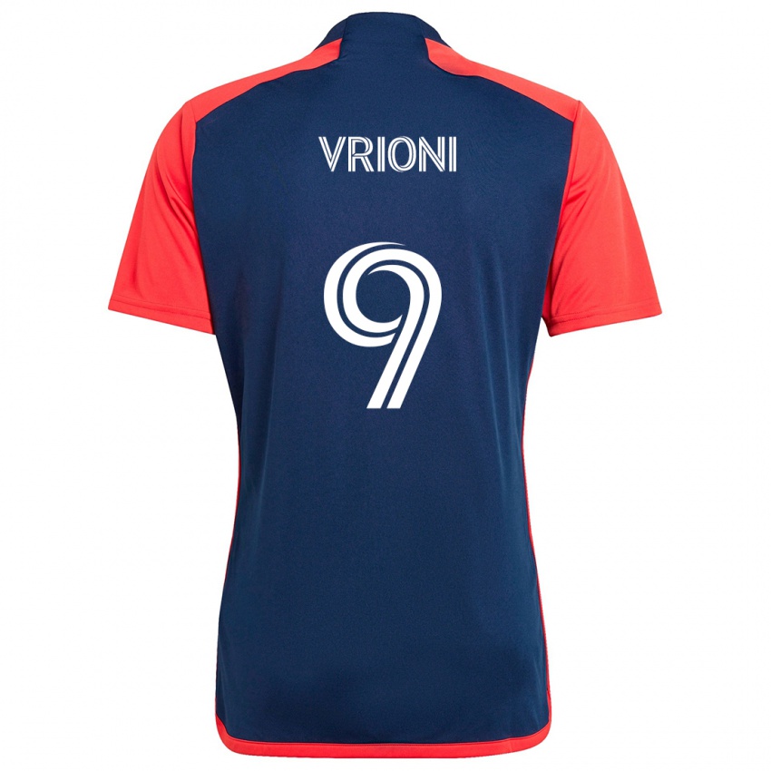 Kinderen Giacomo Vrioni #9 Blauw Rood Thuisshirt Thuistenue 2024/25 T-Shirt