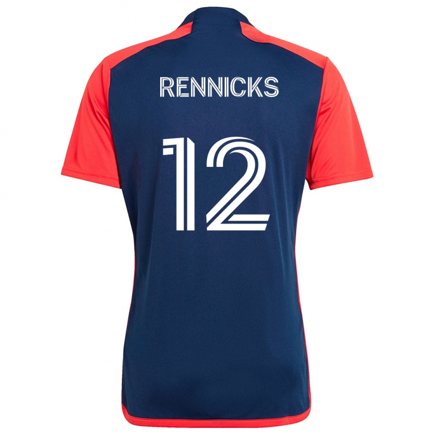 Kinderen Justin Rennicks #12 Blauw Rood Thuisshirt Thuistenue 2024/25 T-Shirt