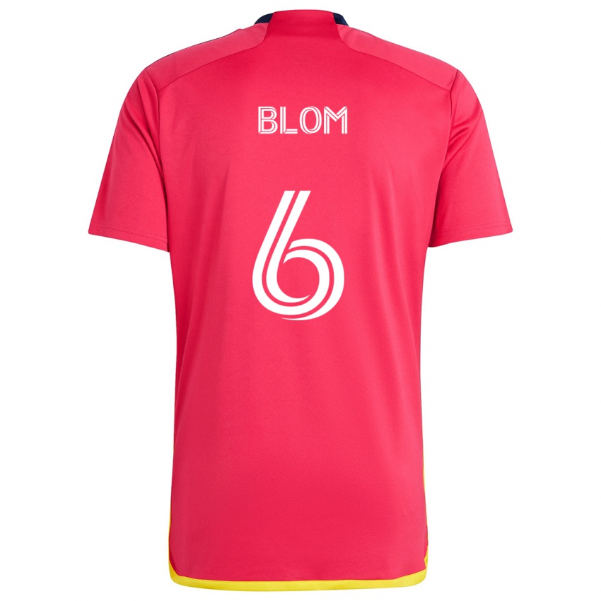 Kinderen Njabulo Blom #6 Rood Blauw Thuisshirt Thuistenue 2024/25 T-Shirt