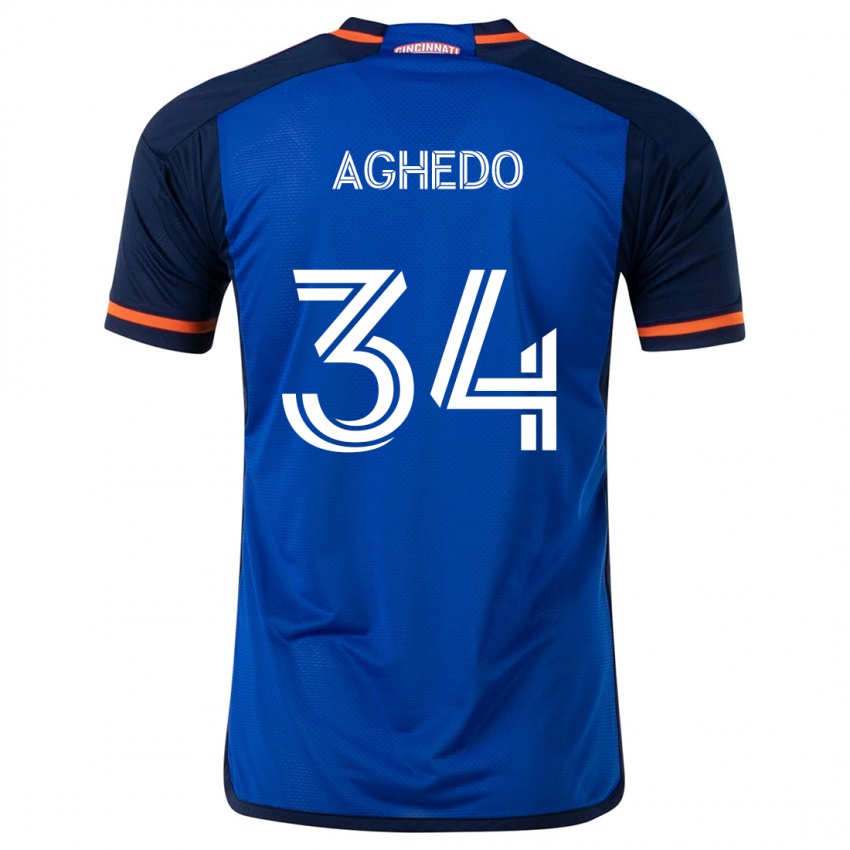 Kinderen London Aghedo #34 Blauw Wit Thuisshirt Thuistenue 2024/25 T-Shirt