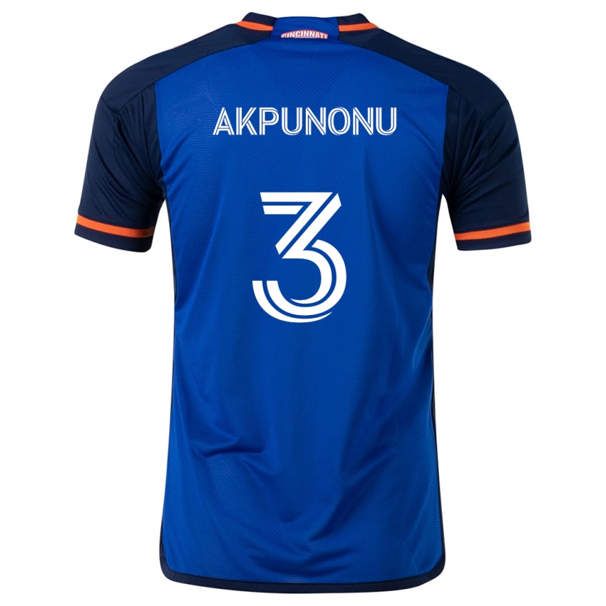 Kinderen Joey Akpunonu #3 Blauw Wit Thuisshirt Thuistenue 2024/25 T-Shirt