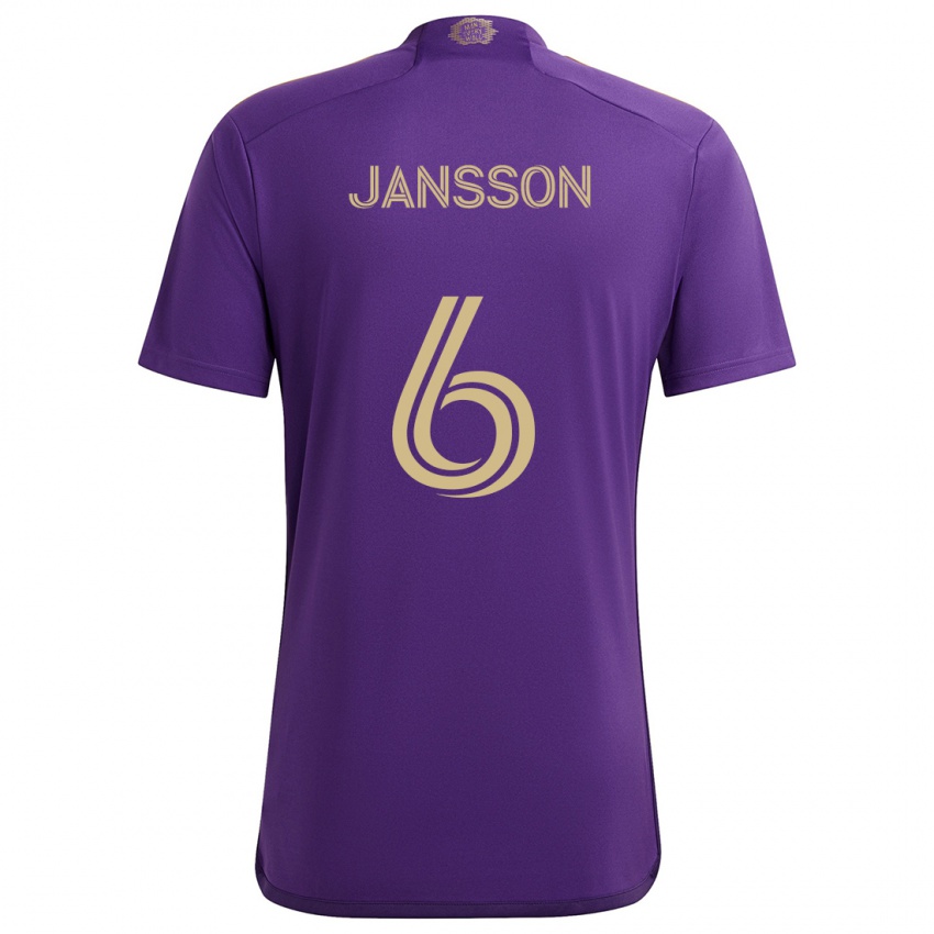 Kinderen Robin Jansson #6 Paars Geel Thuisshirt Thuistenue 2024/25 T-Shirt