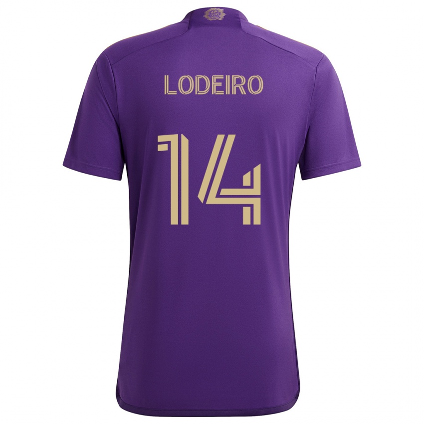 Kinderen Nicolás Lodeiro #14 Paars Geel Thuisshirt Thuistenue 2024/25 T-Shirt