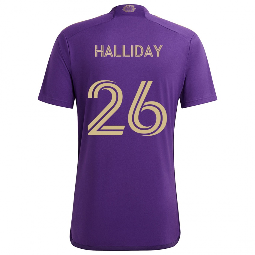 Kinderen Michael Halliday #26 Paars Geel Thuisshirt Thuistenue 2024/25 T-Shirt