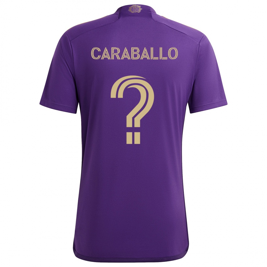 Kinderen Gustavo Caraballo #0 Paars Geel Thuisshirt Thuistenue 2024/25 T-Shirt