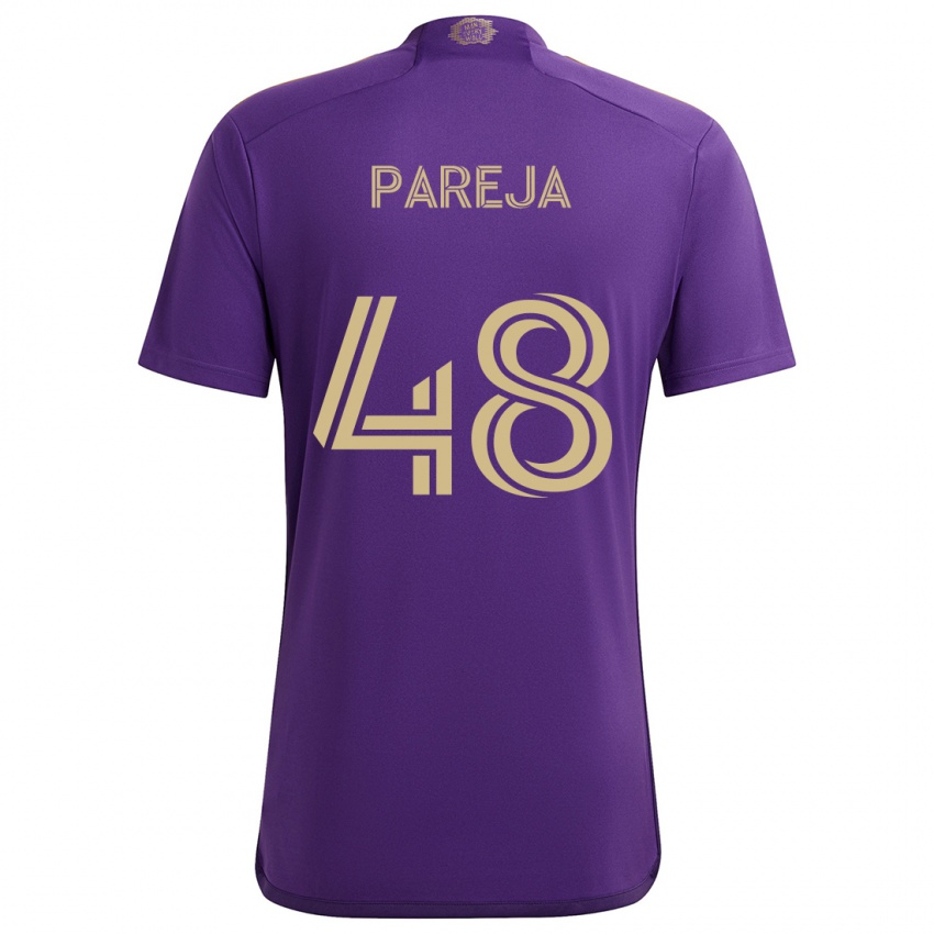 Kinderen Diego Pareja #48 Paars Geel Thuisshirt Thuistenue 2024/25 T-Shirt