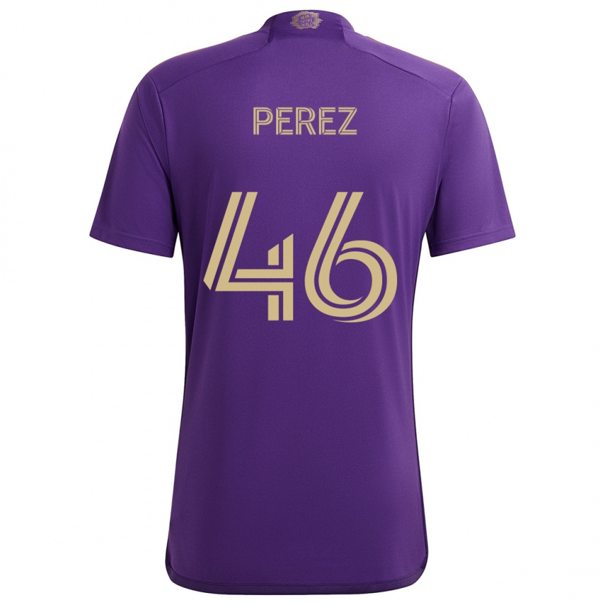 Kinderen Franco Pérez #46 Paars Geel Thuisshirt Thuistenue 2024/25 T-Shirt