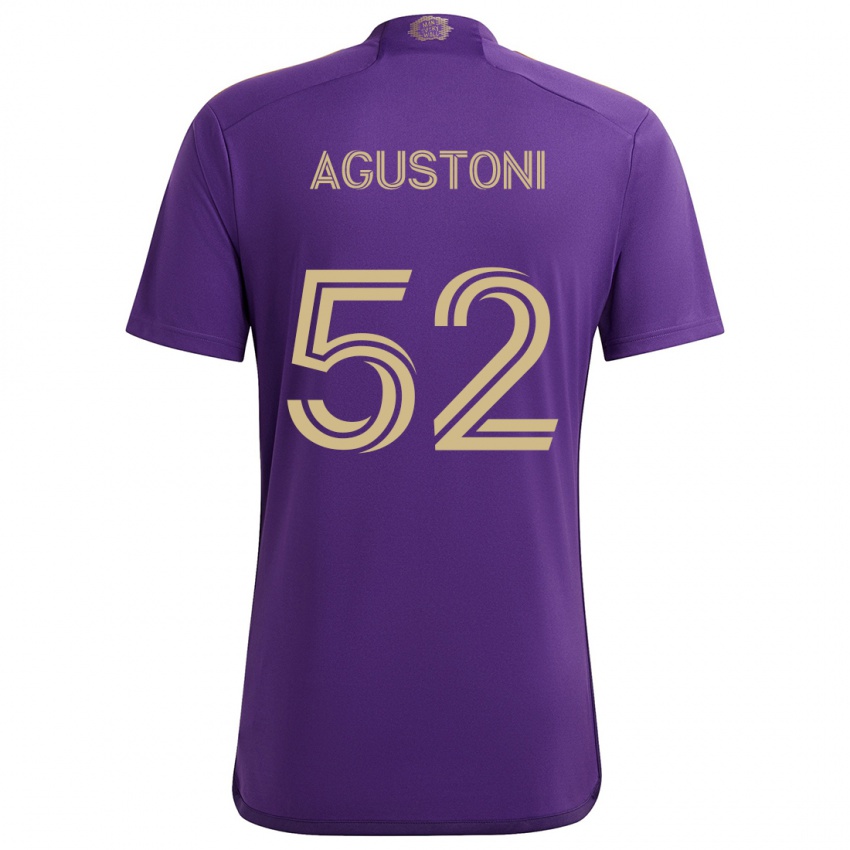 Kinderen Gonzalo Agustoni #52 Paars Geel Thuisshirt Thuistenue 2024/25 T-Shirt