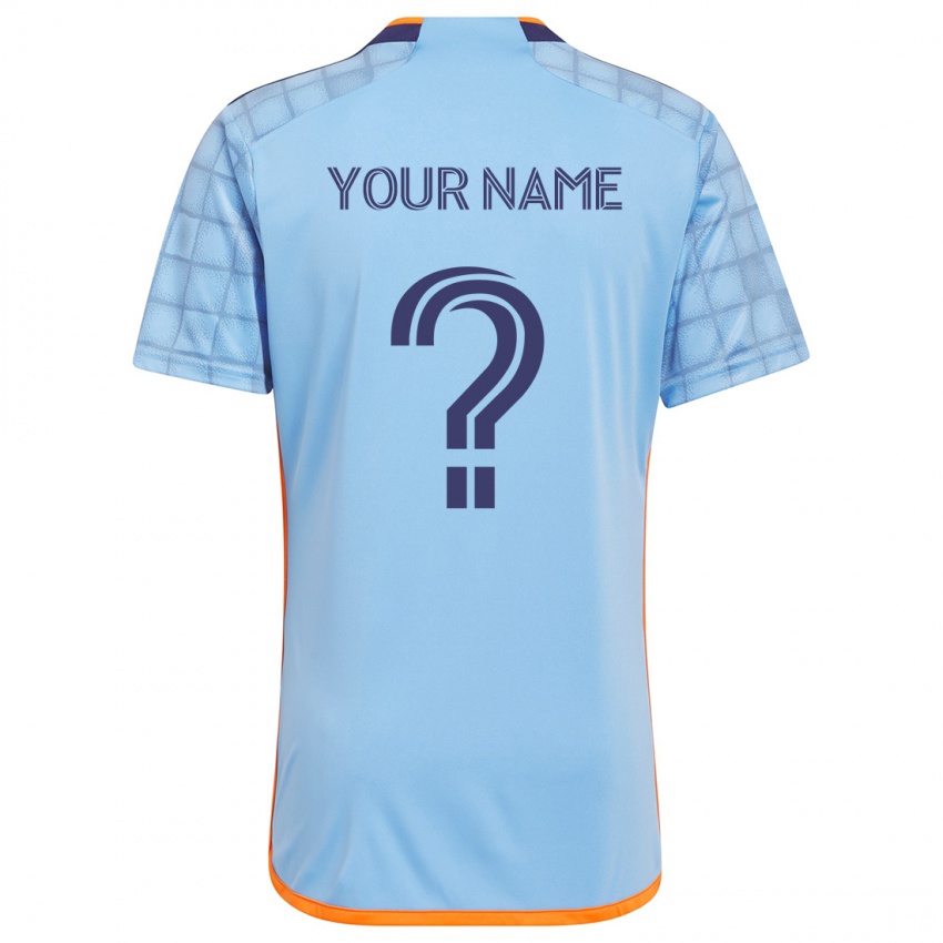 Kinderen Uw Naam #0 Blauw Oranje Thuisshirt Thuistenue 2024/25 T-Shirt