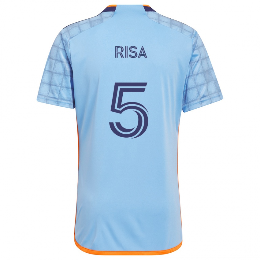 Kinderen Birk Risa #5 Blauw Oranje Thuisshirt Thuistenue 2024/25 T-Shirt