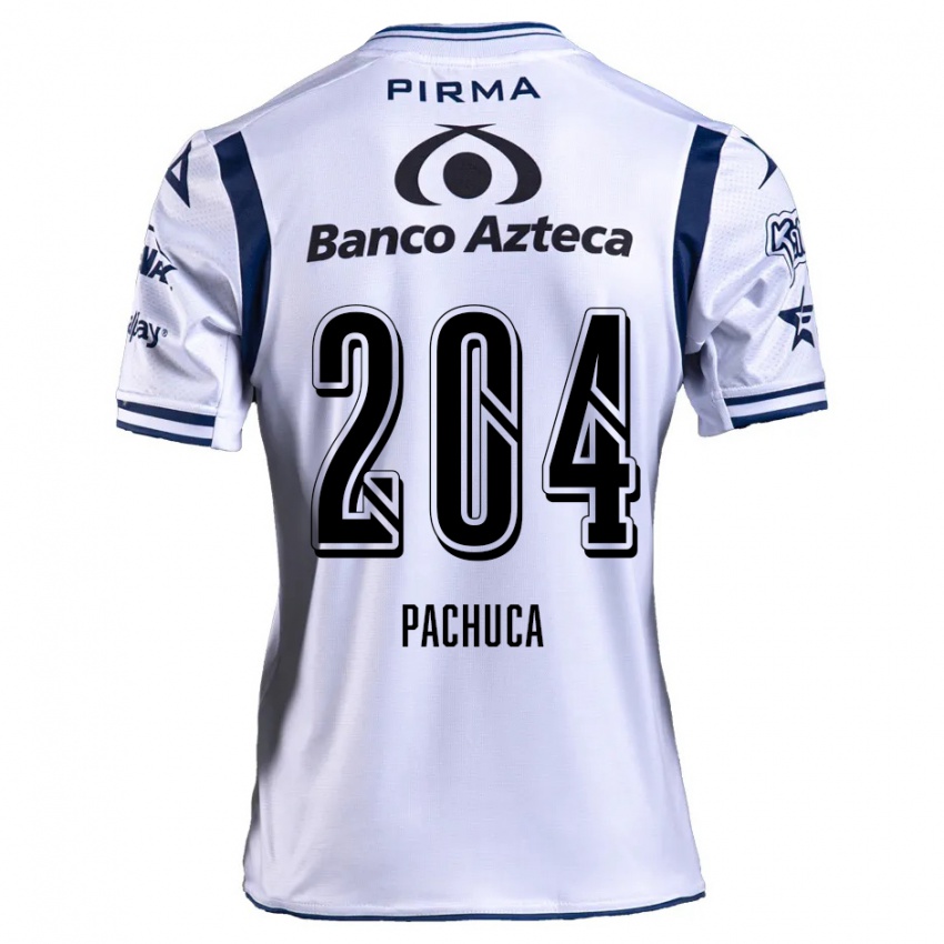 Kinderen José Pachuca #204 Wit Marineblauw Thuisshirt Thuistenue 2024/25 T-Shirt