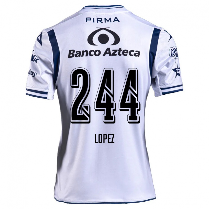 Kinderen Daniel López #244 Wit Marineblauw Thuisshirt Thuistenue 2024/25 T-Shirt