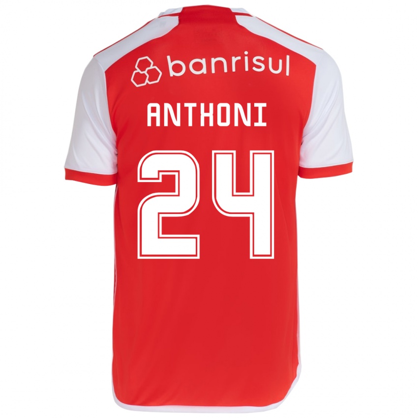 Kinderen Anthoni #24 Rood Wit Thuisshirt Thuistenue 2024/25 T-Shirt