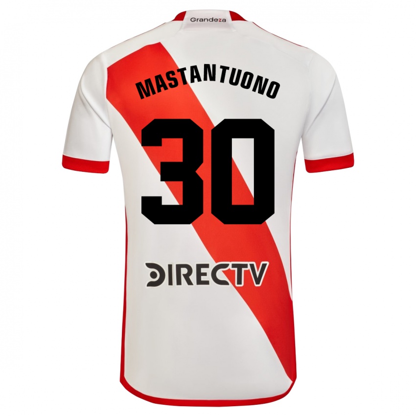 Kinderen Franco Mastantuono #30 Wit Rood Thuisshirt Thuistenue 2024/25 T-Shirt