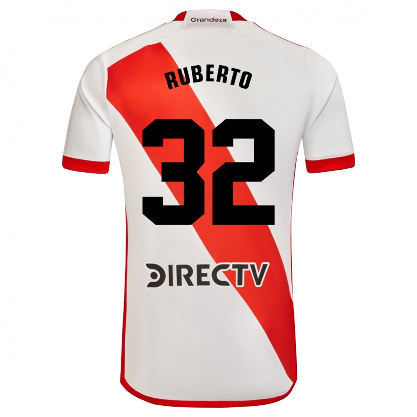 Kinderen Agustín Ruberto #32 Wit Rood Thuisshirt Thuistenue 2024/25 T-Shirt