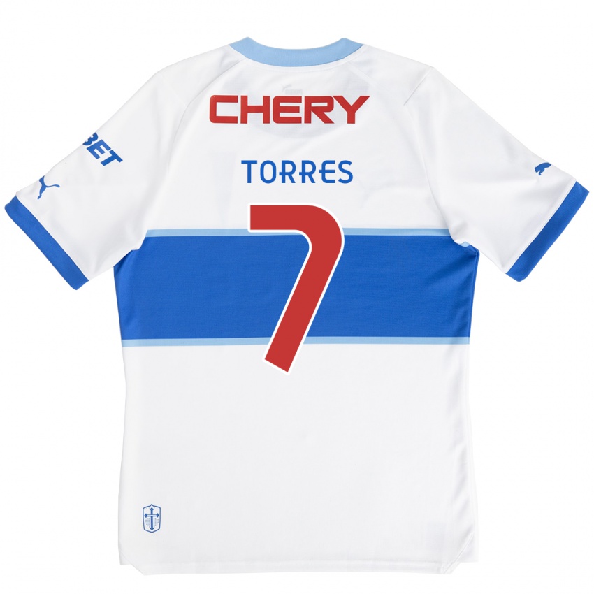 Kinderen Joaquín Torres #7 Wit Blauw Thuisshirt Thuistenue 2024/25 T-Shirt