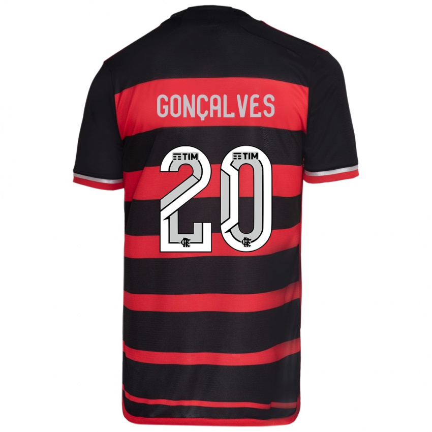 Kinderen Matheus Gonçalves #20 Rood Zwart Thuisshirt Thuistenue 2024/25 T-Shirt