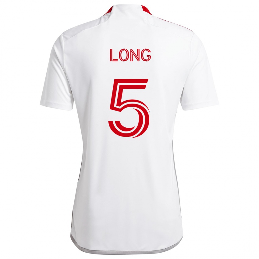 Kinderen Kevin Long #5 Wit Rood Uitshirt Uittenue 2024/25 T-Shirt