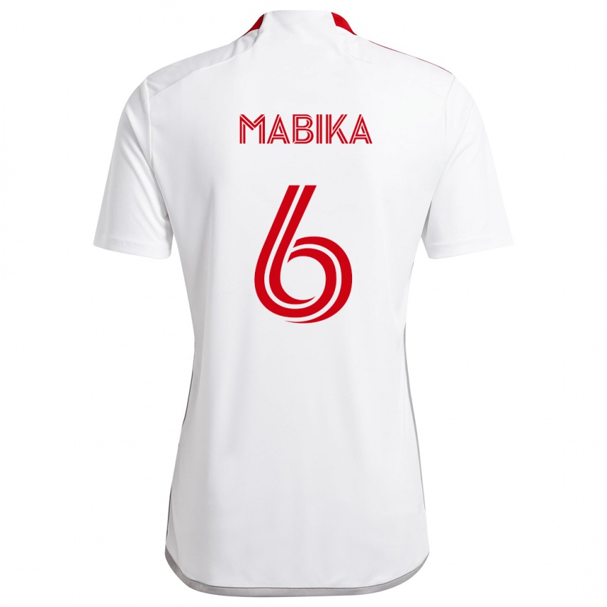 Kinderen Aimé Mabika #6 Wit Rood Uitshirt Uittenue 2024/25 T-Shirt