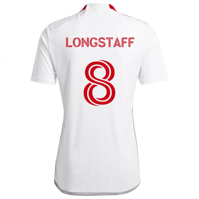 Kinderen Matty Longstaff #8 Wit Rood Uitshirt Uittenue 2024/25 T-Shirt