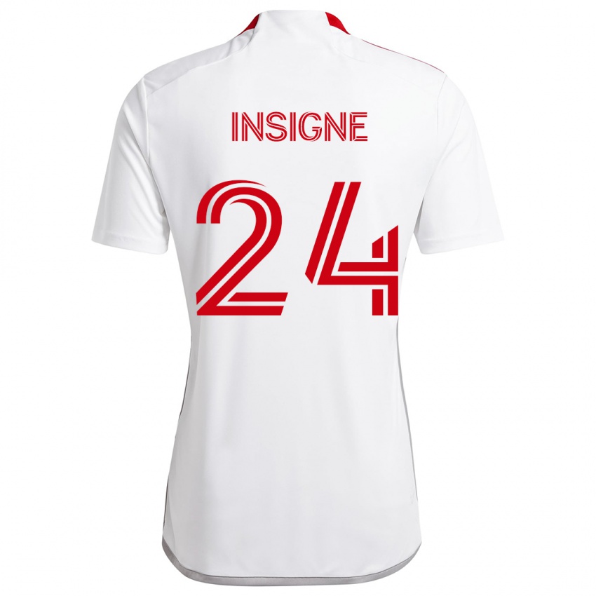 Kinderen Lorenzo Insigne #24 Wit Rood Uitshirt Uittenue 2024/25 T-Shirt