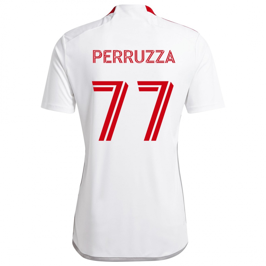 Kinderen Jordan Perruzza #77 Wit Rood Uitshirt Uittenue 2024/25 T-Shirt