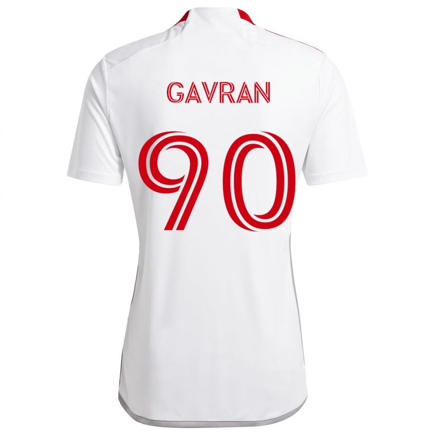 Kinderen Luka Gavran #90 Wit Rood Uitshirt Uittenue 2024/25 T-Shirt