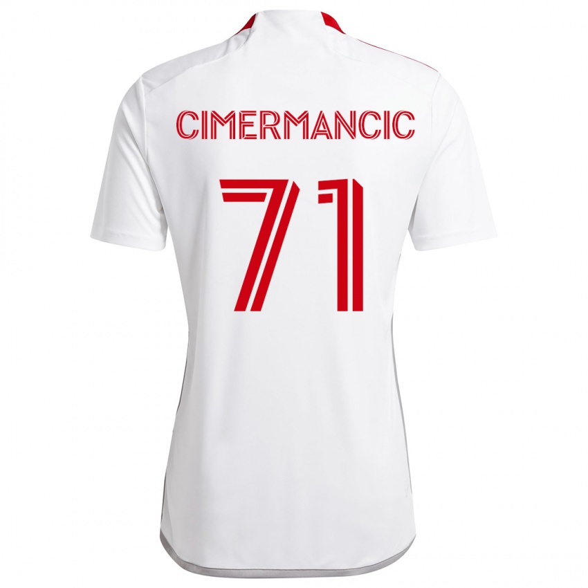 Kinderen Markus Cimermancic #71 Wit Rood Uitshirt Uittenue 2024/25 T-Shirt