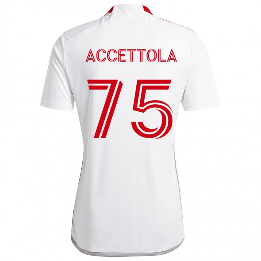 Kinderen Luca Accettola #75 Wit Rood Uitshirt Uittenue 2024/25 T-Shirt