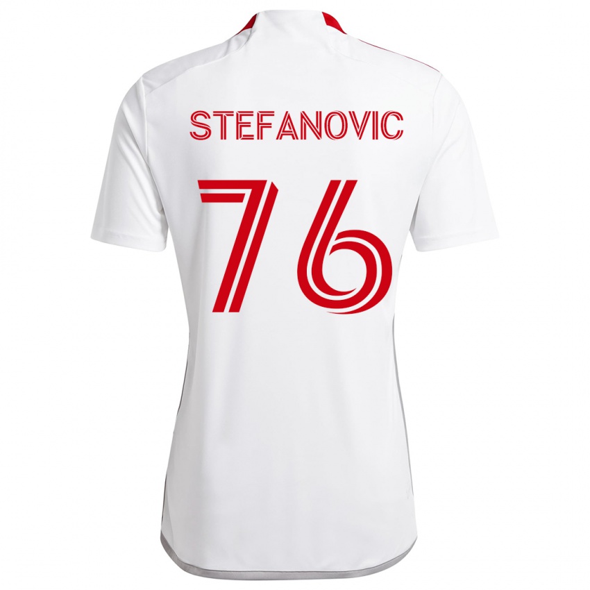 Kinderen Lazar Stefanovic #76 Wit Rood Uitshirt Uittenue 2024/25 T-Shirt