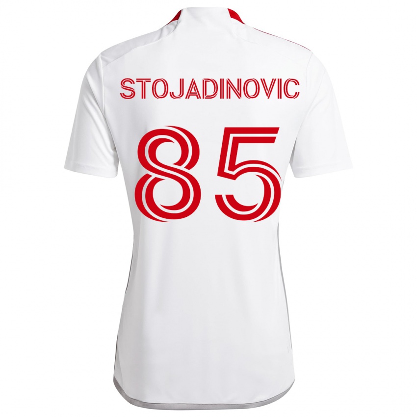 Kinderen Marko Stojadinovic #85 Wit Rood Uitshirt Uittenue 2024/25 T-Shirt